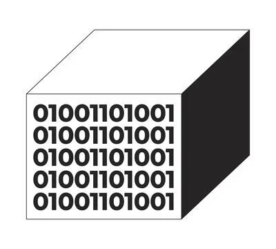 Binary data cube 2D line object Illustrazione stock