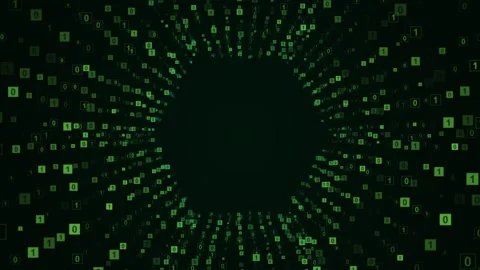 Binary data flow tunnel, Abstract futuristic cyberspace, Virtual tunnel Stock Footage 336530042