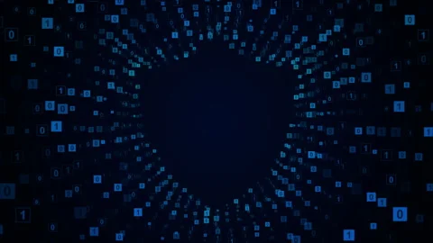 Binary data flow tunnel, Virtual tunnel warp, Abstract futuristic cyberspace Stock Footage 336530033