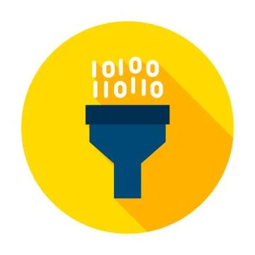 Binary Data Funnel Circle Icon Stock Illustration