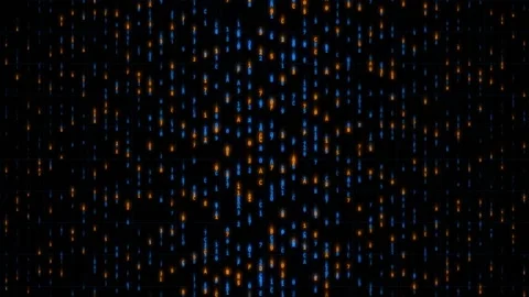 Binary Data Matrix Falling Characters Glowing Blue Orange Motion Background Stock Footage 346308256
