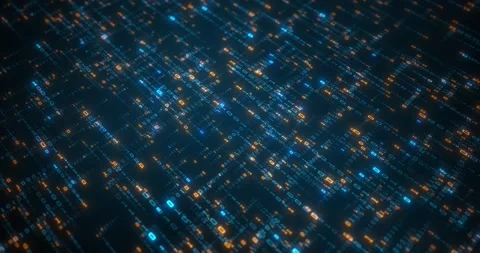 Binary data moving in all directions creating a web of information Stock Footage 138328601