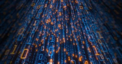 Binary data moving in all directions creating a web Stock Illustration