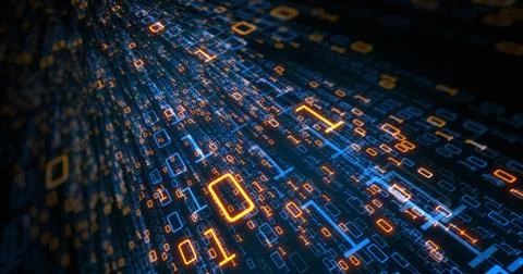 Binary data moving in all directions creating a web Stock Illustration