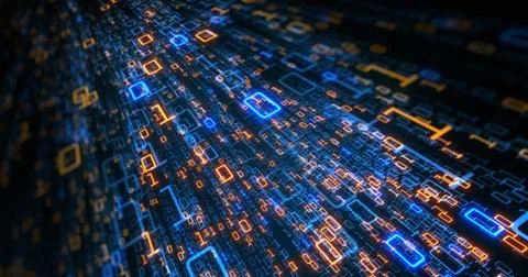 Binary data moving in all directions creating a web Stock Illustration