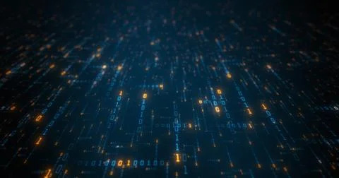 Binary data moving in all directions creating a web Stock Illustration