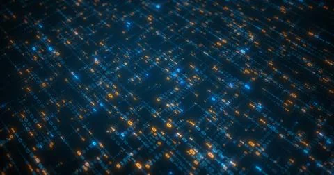 Binary data moving in all directions creating a web Stock Illustration