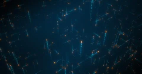 Binary data moving in all directions creating a web Stock Illustration