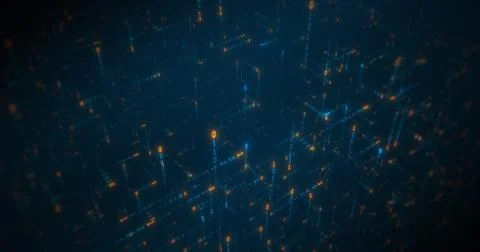 Binary data moving in all directions creating a web Stock Illustration