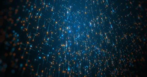 Binary data moving in all directions creating a web Stock Illustration