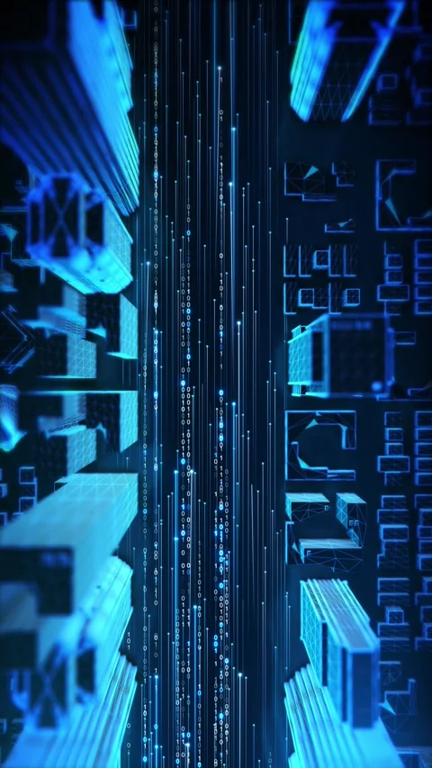Binary Data Processing with Digital Servers and Cloud Computing Network Video stock 342624906