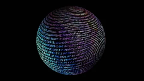 Binary data on rotating sphere concept Stock Footage 131190540