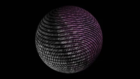 Binary data on rotating sphere concept. Stock Footage 131399884