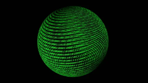 Binary data on rotating sphere concept Stock Footage 131684476