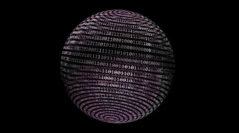 Binary data on rotating sphere concept 3d illustration Stockillustratie