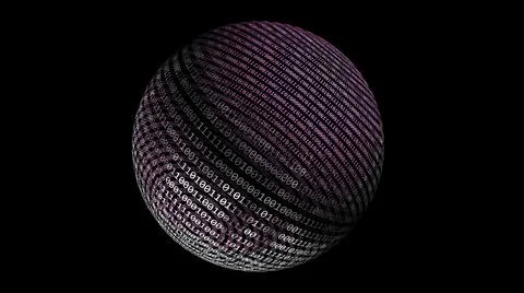 Binary data on rotating sphere concept 3d illustration Illustrazione stock