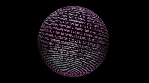 Binary data on rotating sphere concept 3d illustration Illustrazione stock