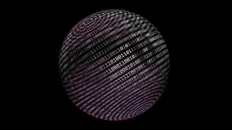 Binary data on rotating sphere concept 3d illustration 스톡 일러스트