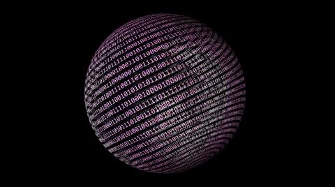 Binary data on rotating sphere concept 3d illustration イラスト素材