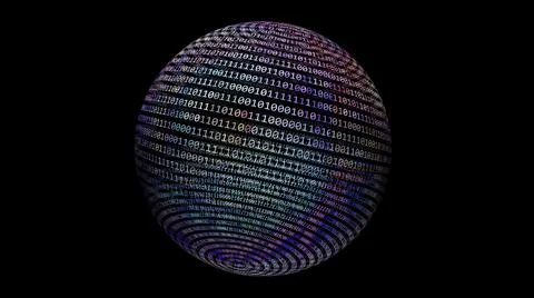 Binary data on rotating sphere concept 3d illustration イラスト素材