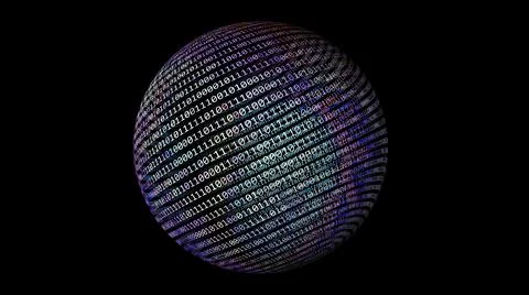 Binary data on rotating sphere concept 3d illustration Illustrazione stock