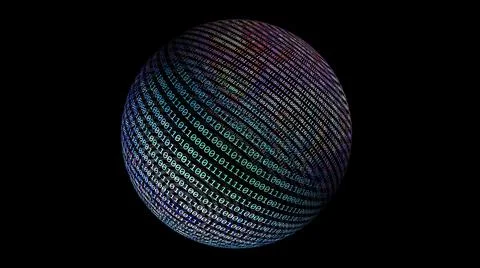 Binary data on rotating sphere concept 3d illustration Illustrazione stock