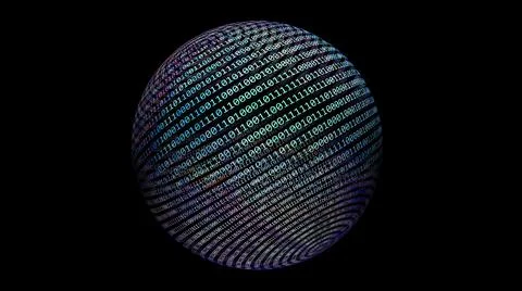 Binary data on rotating sphere concept 3d illustration Illustrazione stock