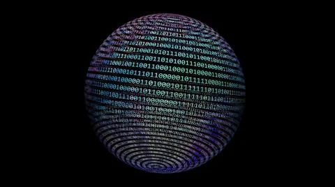 Binary data on rotating sphere concept 3d illustration 库存插图