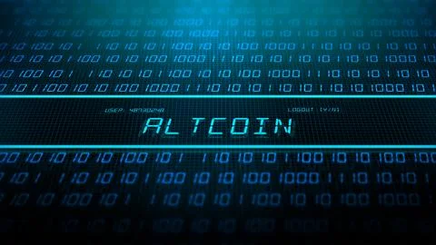 Binary Data Scrolling with IT Software Text Concept - Altcoin 00000 Stock Photos