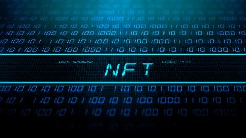 Binary Data Scrolling with IT Software Text Concept - NFT  Non-Fungible Toke Stock Photos