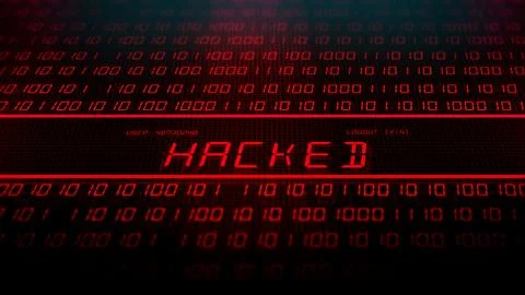 Binary Data Scrolling with- Malware Virus Text - Hacked 20 Stock Illustration