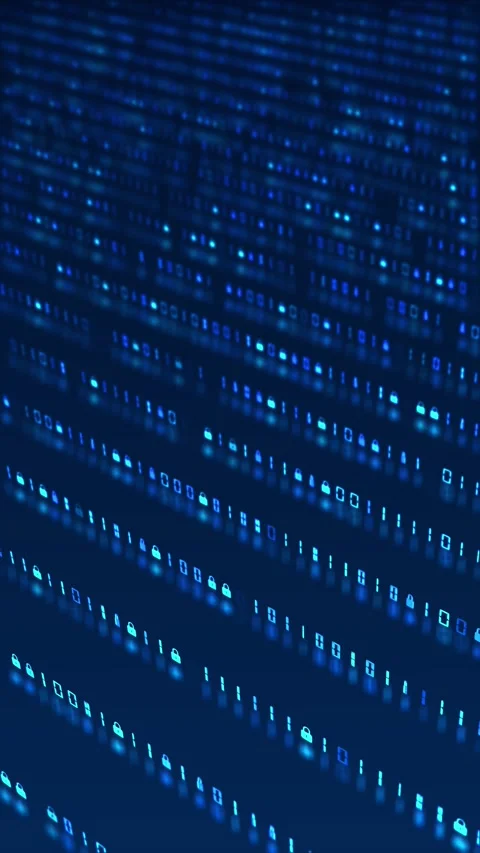 Binary Data Security Locks on Blue Digital Network Video stock 341366090