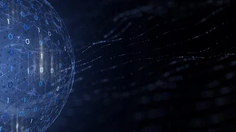 Binary data sphere copy space background Stock Footage 123321791