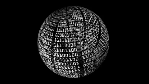 Binary Data On Spinning Sphere Stock Footage 100928358