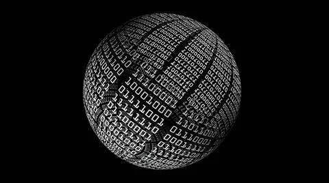 Binary Data On Spinning Sphere Foto stock