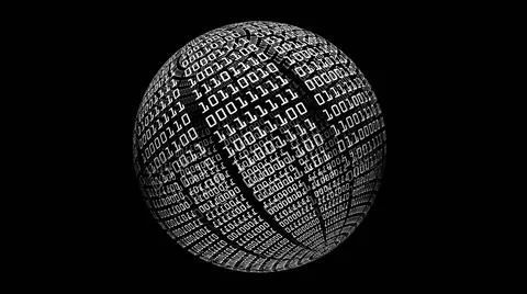 Binary Data On Spinning Sphere Foto stock