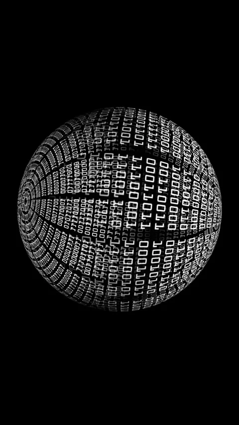 Binary Data On Spinning Sphere vertical video Video stock 246185097