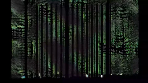 Binary data stream. Hacking interface. Matrix inspired digital rain. Stock Footage 313472238