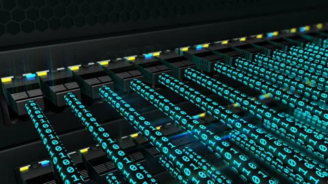 Binary data transferring to network switch loop Stock Footage 88850978