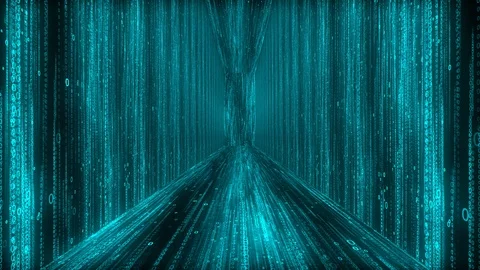 Binary data tunnel with zeros and ones figures Stock Footage 120627651