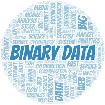 Binary Data vector word cloud, made with text only. Stock Illustration