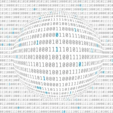Binary data view. cybersecurity. binary code concave hemisphere with allocate Stock Illustration