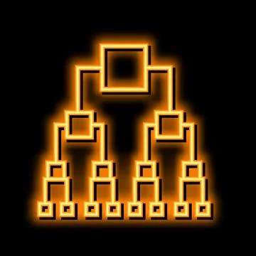 Binary decision diagram neon glow icon illustration Illustrazione stock