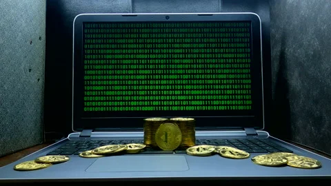 Binary digit algorithm searching bitcoin Stock Footage 156481794