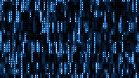 Binary digit block screen-scrolling background Stock Footage 343605378
