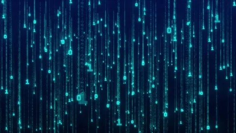 Binary digit rain and falling digit strings Stock Footage 343613479
