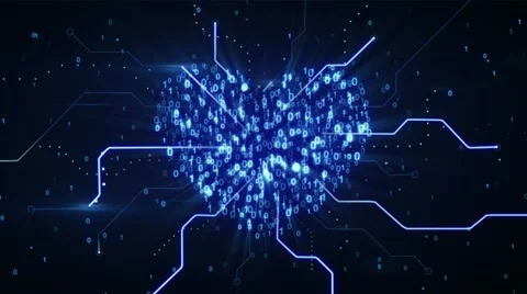 Binary digital blue heart shape loop since 10.00 Stock Footage 21226904