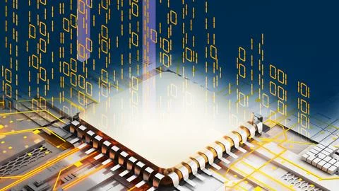 Binary digital computing, functional computing technology,Abstract of futur.. Stock Illustration