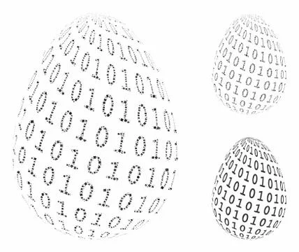 Binary digital egg Mosaic Icon of Ragged Parts 库存插图