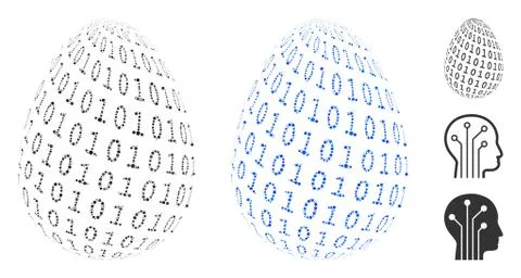 Binary Digital Egg Mosaic Icon of Spheric Items Illustrazione stock